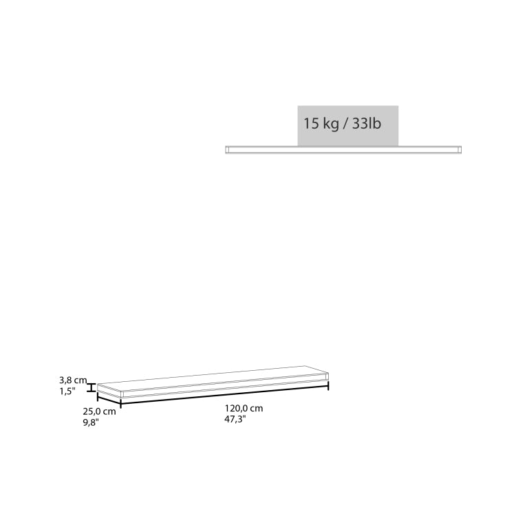 Floating Shelves 1.50" H, With 2 Shelf, Matt Gray