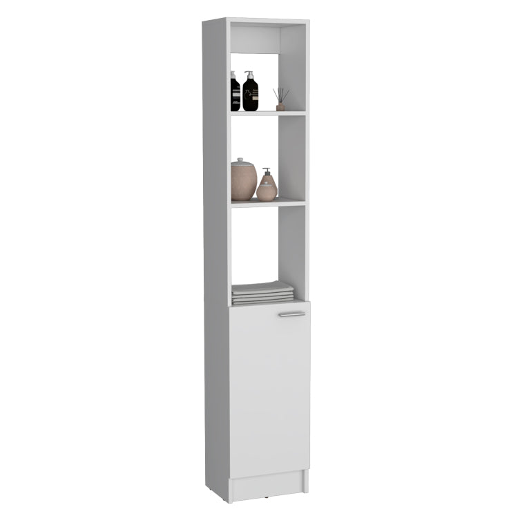 Linen Cabinet, 1 Door, 6 Shelves, White