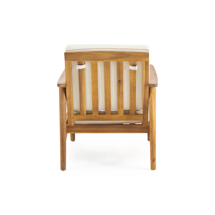 Club Chairs Laurent 500Lbs Capacity Acacia Outdoor, Teak Finish Patio Furniture Sets With Thick Cushion, Appropriate For Garden Porch