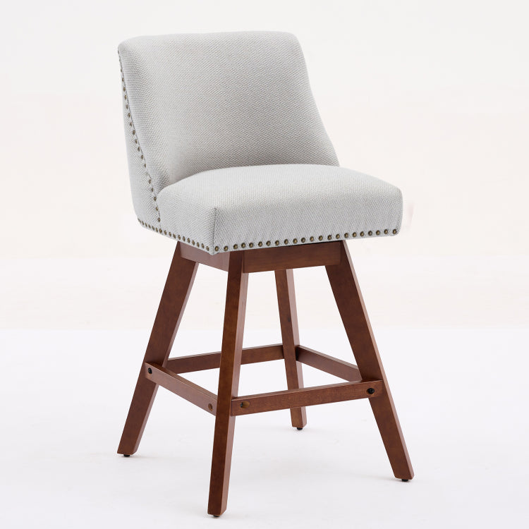 Counter Height Swivel Barstools, 26'' H Seat Height Upholstered Bar Stools Set Of 2, Fabric In Ivory