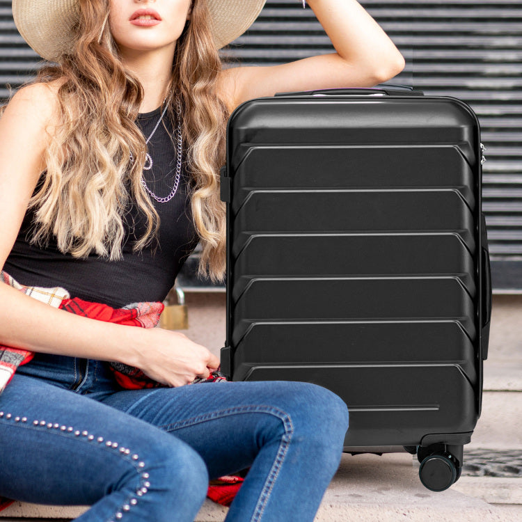 Hifine Tourist 20" 24" 28" 3 Pcs Set In Abs Spinner Wheel Luggage, Matching Color , With Combination Lock Black
