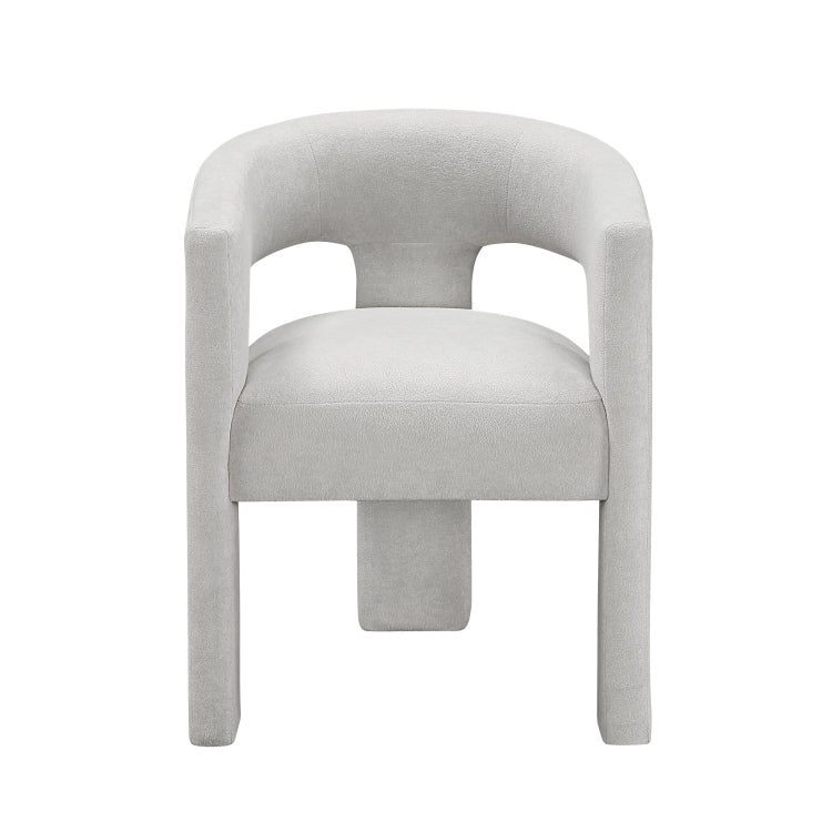 Modern Luxury Dining Furniture Elegant Side Chairs Set Of 2 Light Gray Soft Boucle Fabric Plush Upholstery Comfortable, Chairs For Restaurant Aesthetic