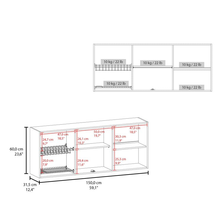 Natural Oak Wall Cabinet Kitchen In Melamine With 4 Door And Glass Storage
