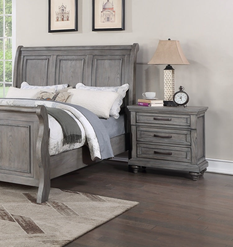 Contemporary Modern Look Antique Gray Oak Finish 1Pc Nightstand Storage Space Bedside Table Oak Veneer Bedroom Furniture