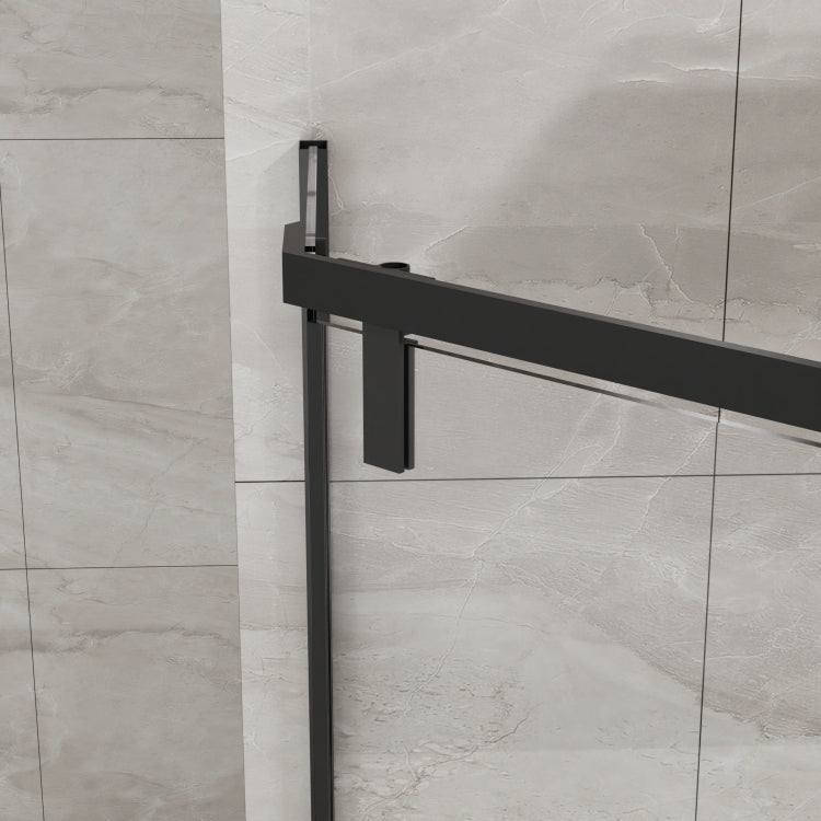 Goodyo Neo Angle Frameless Shower Door 36 In. D X 36 In. W X 72 In. H Corner Shower Enclosure With White Acrylic Shower Base Combo, Pivot Shower Door In Matte Black Finish