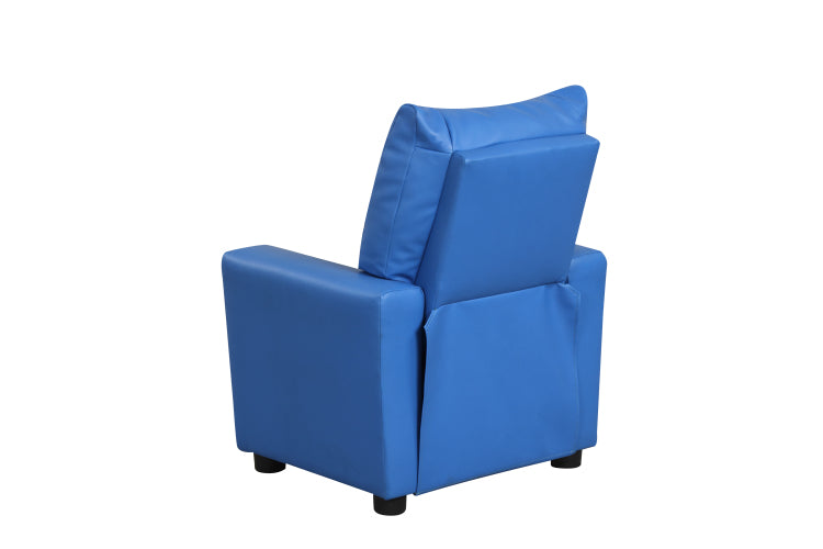 Perline 23"W Blue Pu Leather Kids Recliner Chair With Cupholder