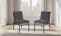 Liana Dark Gray Boucle Fabric Set Of 2 Dining Chair With Black Iron Legs