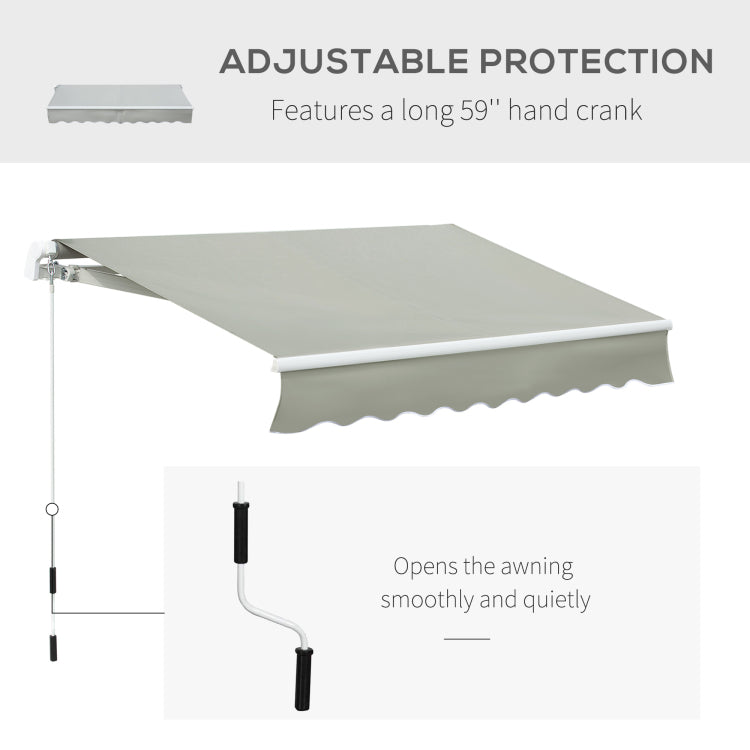 Outsunny 8' X 7' Patio Retractable Awning, Manual Exterior Sun Shade Deck Window Cover, Grey