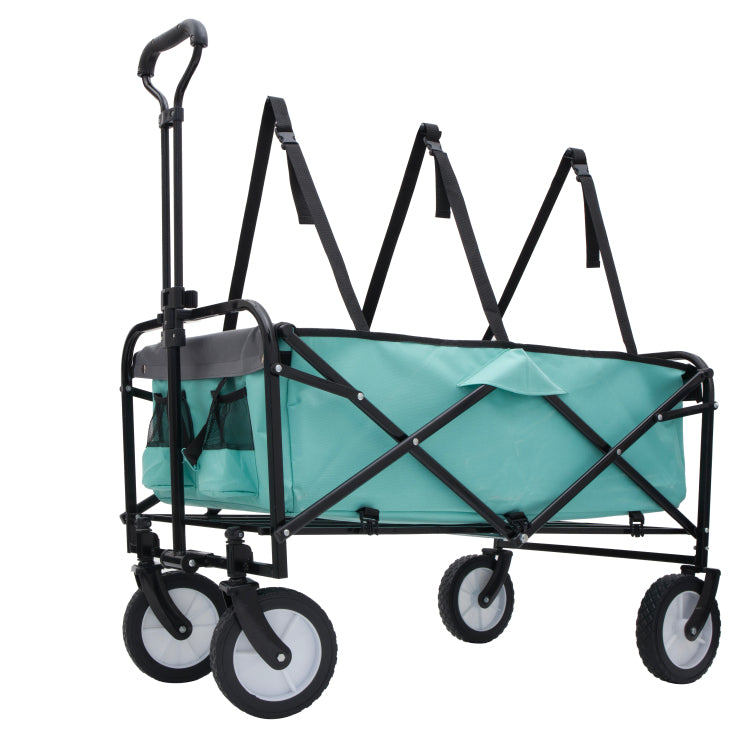Collapsible Foldable Wagon Cart With Strapping System Beach Wagon Utility Cart Utility Wagon Grocery Cart For For Camping Shopping Sports Gardeing Fishing Supports 360Lbs All Terrain Wheels Green