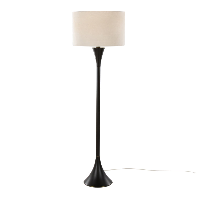 65" Contemporary Metal Floor Lamp In Oil Rubbed Bronze With Natural Linen Shade