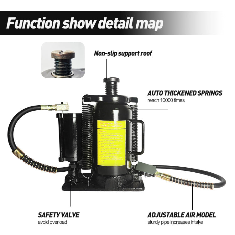Air Hydraulic Bottle Jack, 20 Ton 40000 Lbs Bottle Jack, 10.23 20.07 Inch Lifting Range, Manual Handle And Air Pump, For Car, Pickup, Truck, Rv, Auto Repair, Industrial Engineering