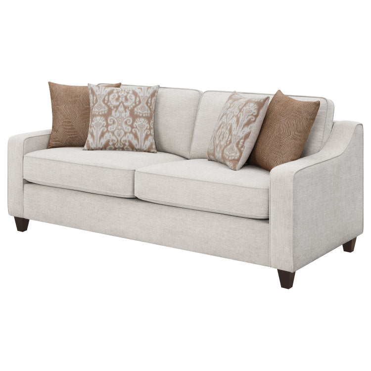Mahaffey Christine Beige Upholstered Sloped Arm Sofa