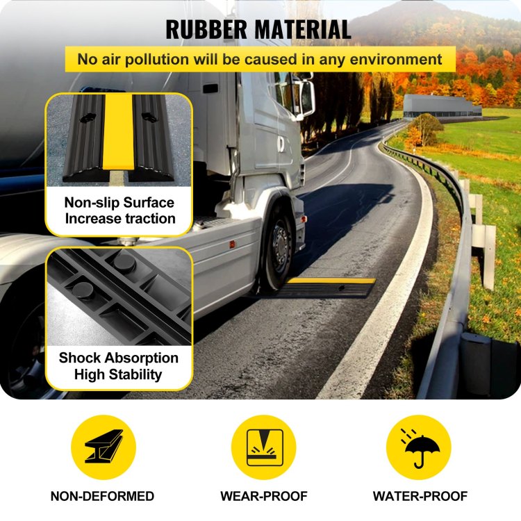 4 Pack Of 1 Channel Rubber Cable Protector Ramps Heavy Duty 22046Lbs Load Capacity Cable Wire Cord Cover Ramp Speed Bump Driveway Hose Cable Ramp Protective Cover