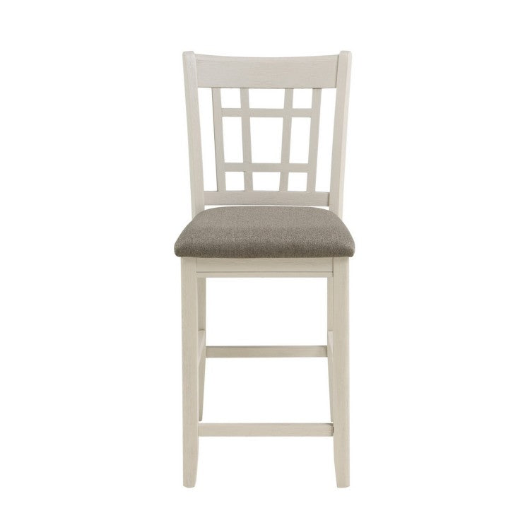 Glee 26 Inch Counter Height Chair, Set Of 2, Antique White And Brown Finish