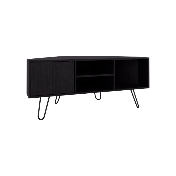 Tv Stand, 1 Door, 3 Shelves, 4 Legs, Black