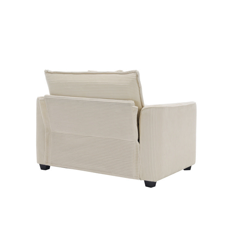Light Beige Corduroy Fabric, Comfortable Single Accent Chair Deep Seat Sofa With One Pillow, Suitable For Living Room And Bedroom, Club Multiple Occasional Areas