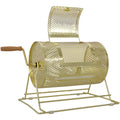 Raffle Ticket Spinner 12 X 8 Raffle Drum Lottery Spinning Drawing, Brass Plated Raffle Tickets Roll Box With Wooden Turning Handle Holds 2500 Tickets Or 100 Ping Pong Balls For Events