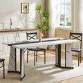 70.9"Rectangular Large Dining Table, Marble Grain Waterproof Large Desk For 8 People, Deluxe Family Dining Table With Adjustable Legs For Kitchen,Living Room,Office, White,70.9''W X 35.4''D X