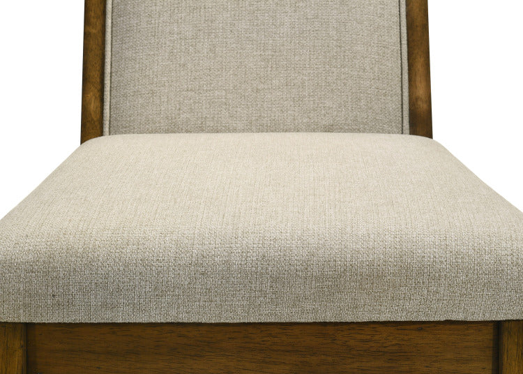 2Pc Tailored Chairs Tufted Upholstered Soft Neutral Fabric Luxurious Comfort Modern Wooden Dining Room Furniture