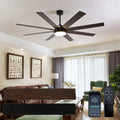 72" With Light, 6 Speed Remote Control, Reversible Dc Motor, Modern 8 Blades With 6" 12" 19.5" Downrods For Home Or Commercial Black Walnut
