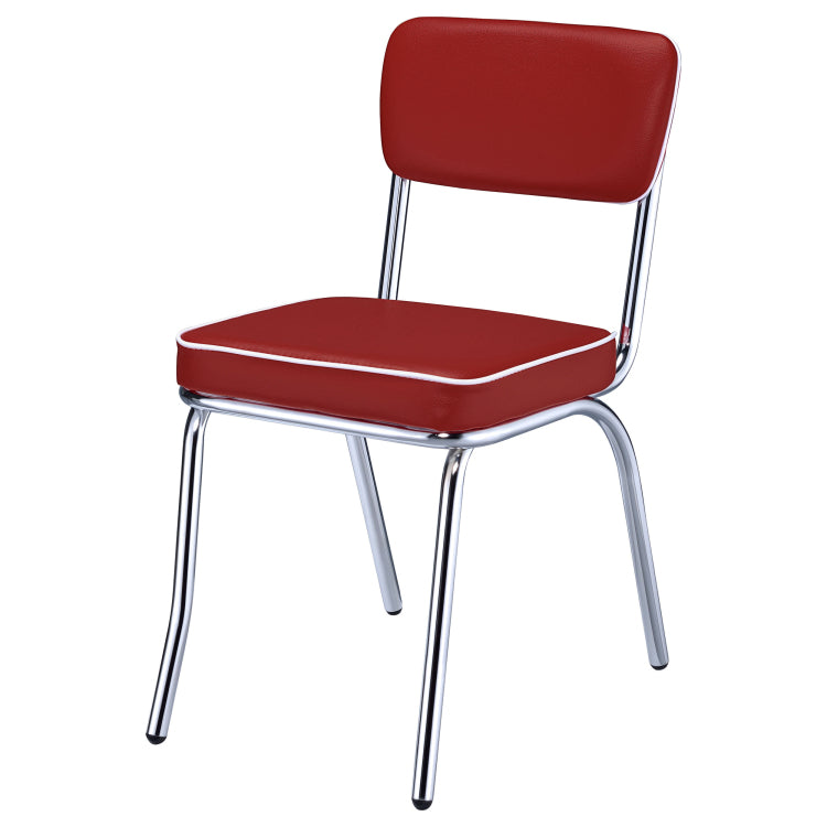 Red And Chrome Upholstered Side Chairs Set Of 2