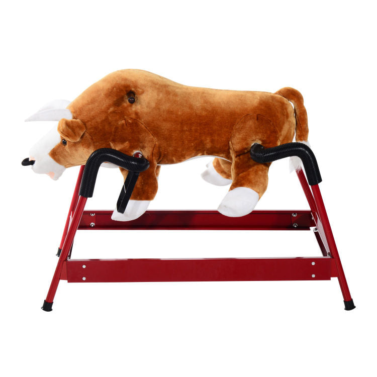 Qaba Kids Spring Rocking Horse Rodeo Bull Style With Realistic Sounds For Children Over 3 Years Old