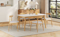 5 Piece Mid Century Modern Dining Set Solid Wood Frame Table 4 Beige Upholstered Chairs, White Oak Beige Same Sku: N759S296907K