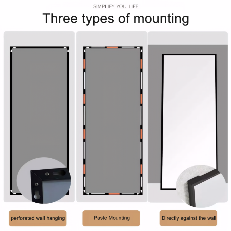 70" X 31" Full Length Mirror Black Aluminum Alloy Frame, Leaning Or Wall Mounted, High Definition, Shatter Proof, Ideal For Bedroom, Living Room, Corridor Modern Home Decor
