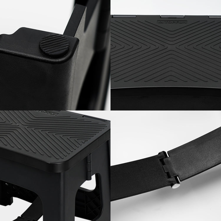9In Folding Step Stool, Compact, Portable, Non Slip, 300 Lbs. Weight Capacity For Adults And Children. Secure Non Slip Top And Rubber Feet, Great For Home And Camping, Black Color