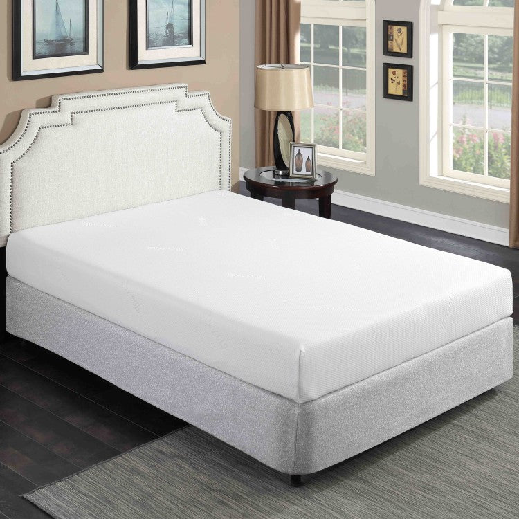 Plush 8 In. Medium Gel Memory Foam Mattress For King Size Bed In A Box With White Aloe Vera Cover