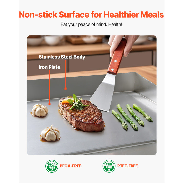Commercial Electric Griddle, 21 X 11.8 Inch, 1750W, 122 570 F Adjustable Temp Control, Stainless Steel Countertop Flat Top Grill With 2 Spatulas, 2 Brushes And 4 Foot Pads, For Steak, Pancake