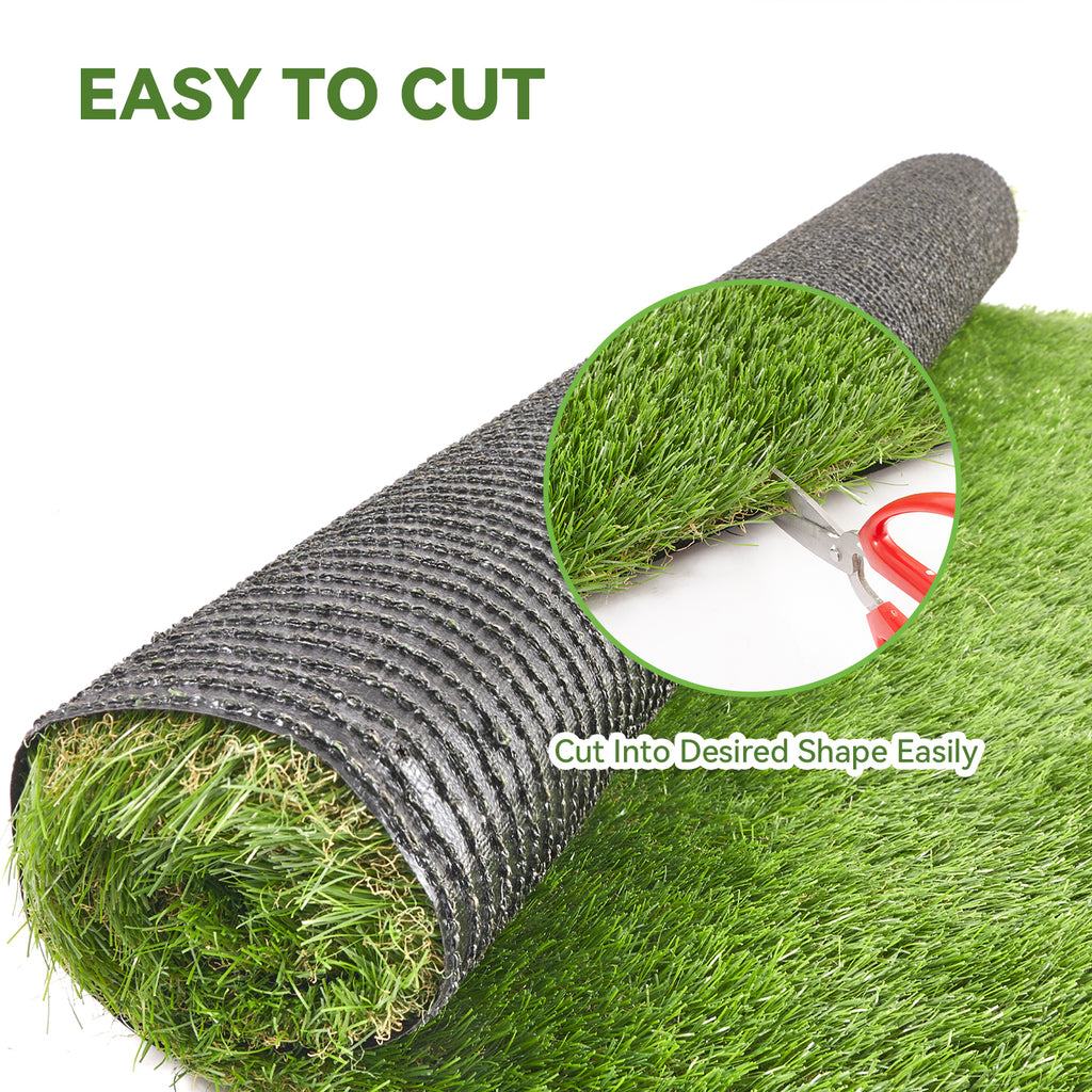 Grass Turf Outdoor Indoor, 7 Ft X 15 Ft Fake Grass, 1.38 Inch Outdoor Rug For Patio, Realistic Faux Grass Rug With Drain Holes