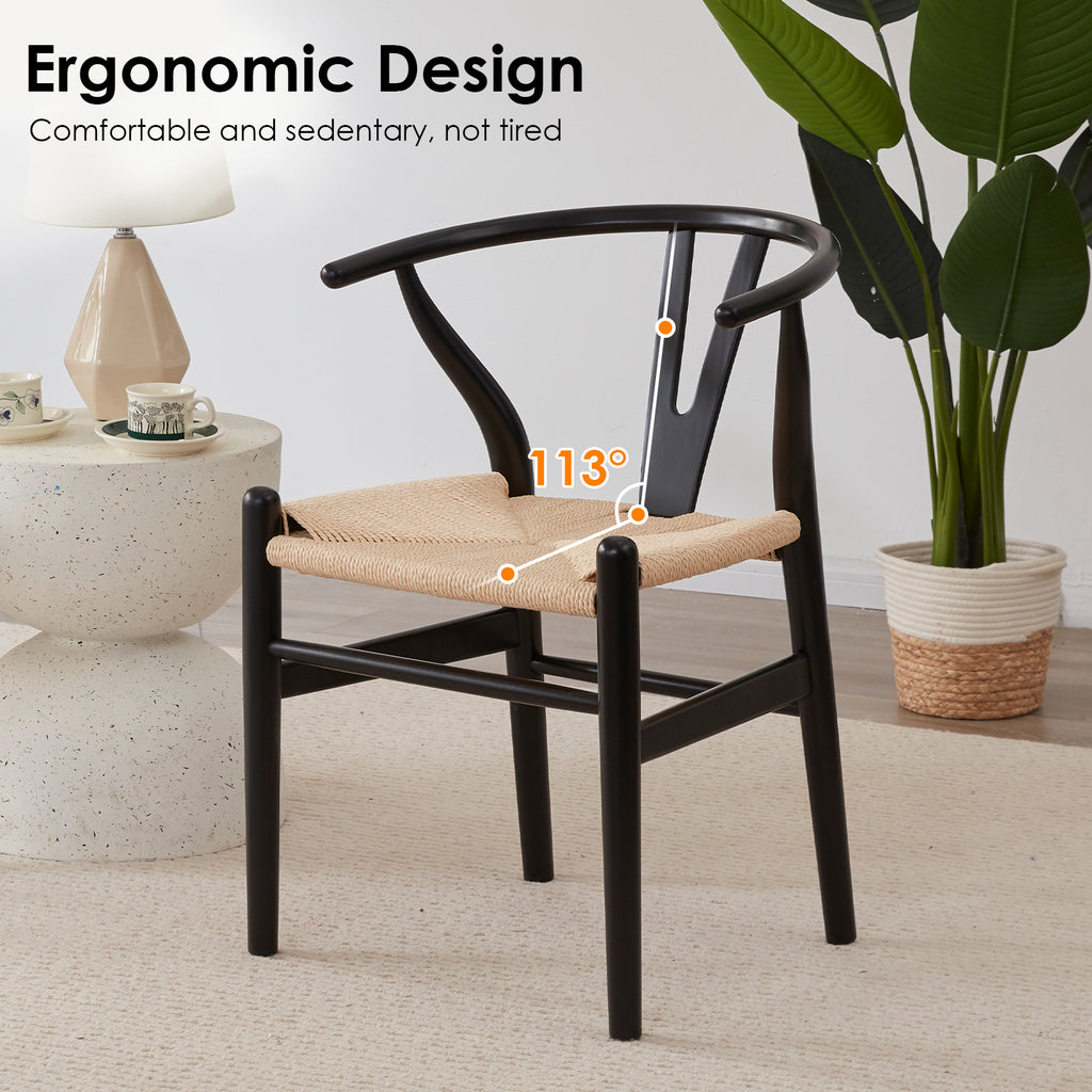 Two Wood Wishbone Dining Room Chairs Mid Century Modern Wooden For Your Beach House, Fully Assembled