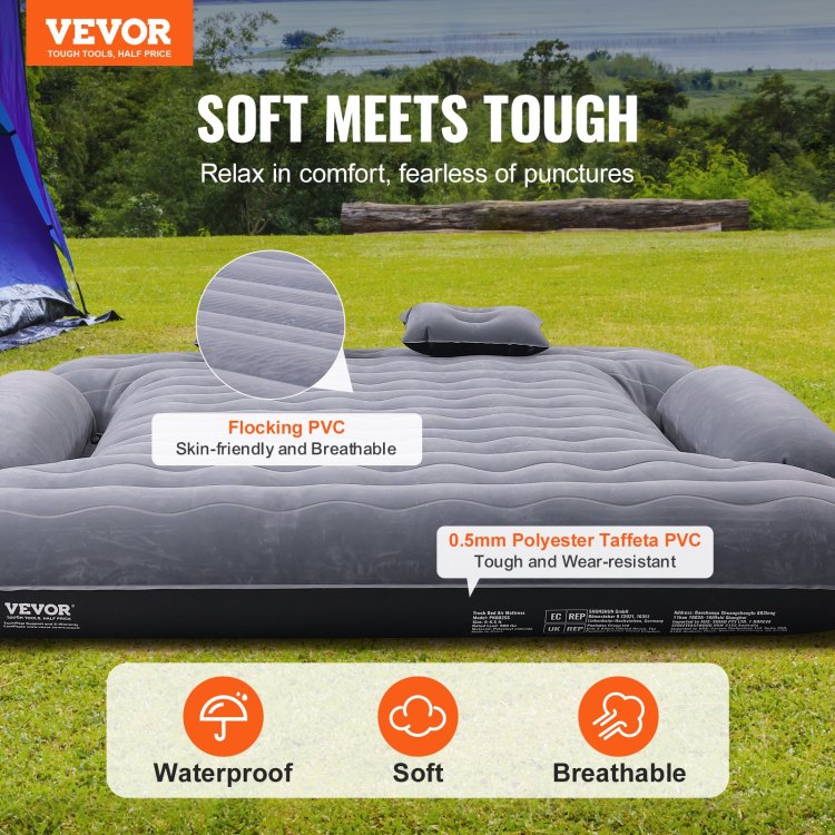 Truck Bed Air Mattress, For 6 6.5 Ft Full Size Truck Beds, Inflatable Air Mattress Camping Bed With 12V Air Pump 2 Pillows, Carry Bag, For Chevrolet Silverado, Dodge Ram, Ford 150 250 350