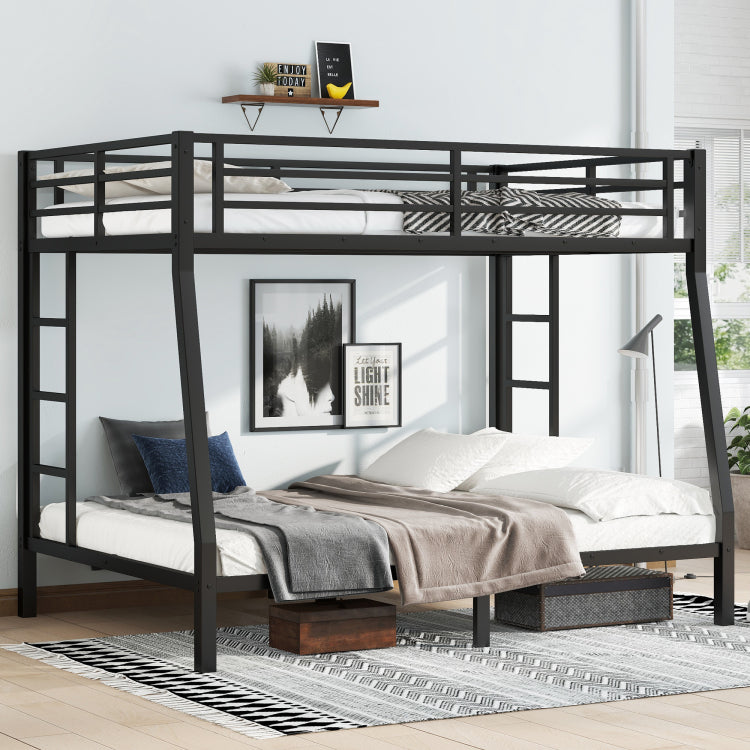 Metal Full Xl Over Queen Bunk Bed For Teens And Adults,Space Saving Noise Reduced No Box Spring Needed