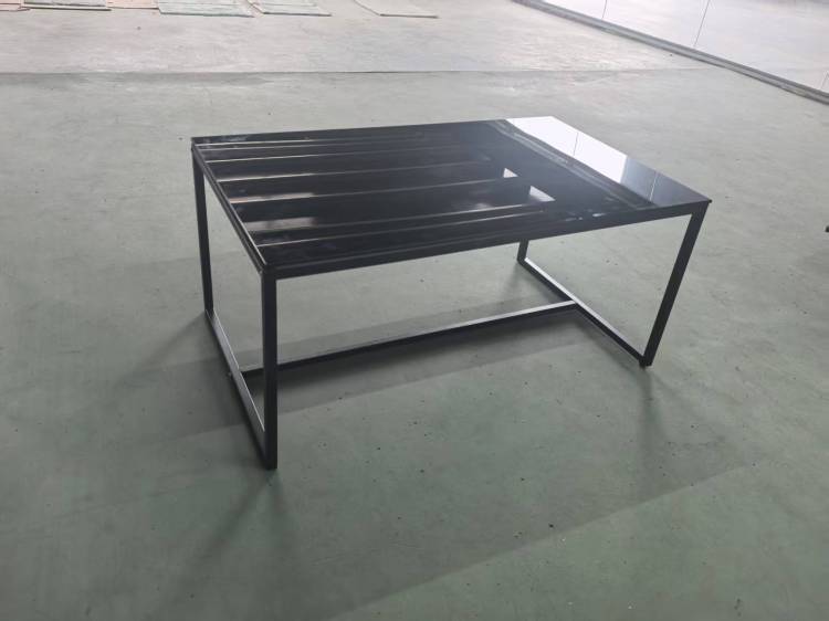 Black Glass Coffeetable, Small Tea Table, Glass With Metal Legs Sofa Table