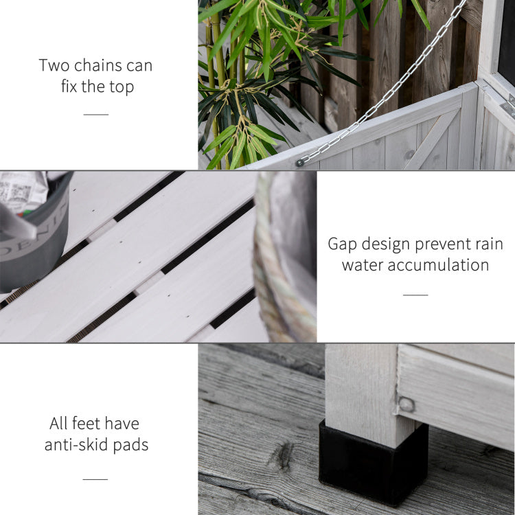 Outsunny 75 Gallon Wooden Deck Box, Outdoor Storage Container With Aerating Gap & Weather Fighting Finish, Grey