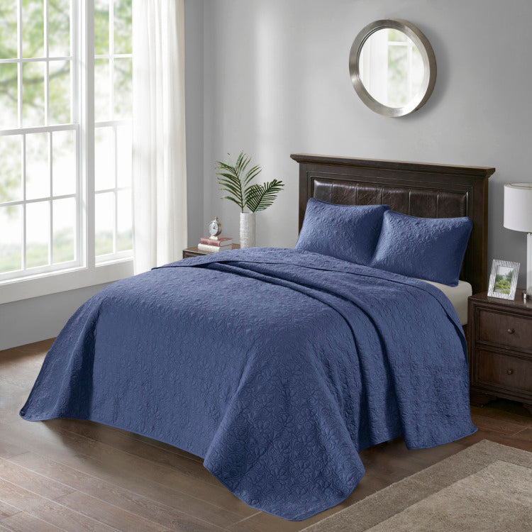 Reversible Bedspread Set Navy Twin