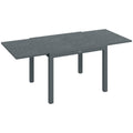 Outsunny Extendable Outdoor Dining Table, 41" 83" Aluminum Frame Patio Table With Wood Effect Steel Top, Rectangle Expandable Patio Table For 6 8, Dark Gray
