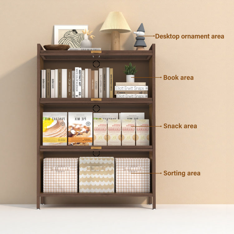 44'' Tall Metal 3 Flip Doors Cabinet, With Ample Storage Space For Bedroom, Office, Living Room, Hallway, Entryway Walnut