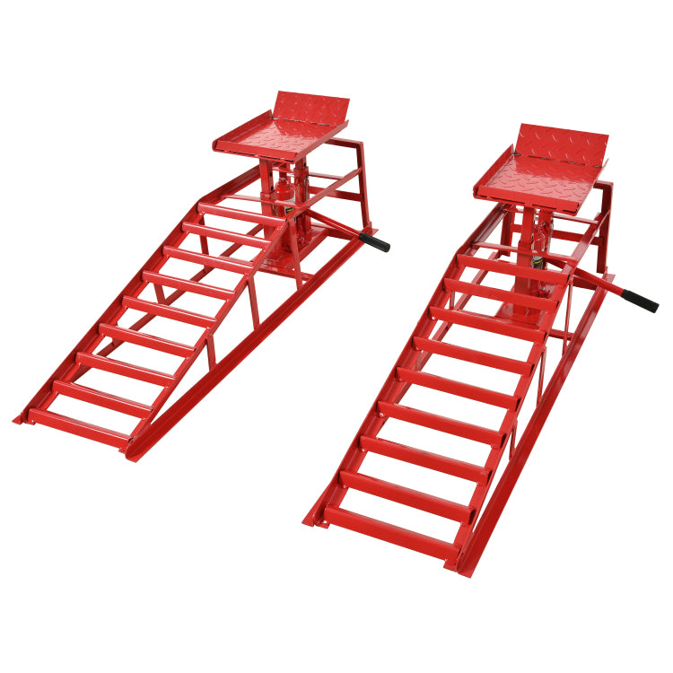 5 Ton Lifting Force Auto Car Truck Service Ramps Lifts, Garage Car Lift Hydraulic Ramps,Automotive Hydraulic Lift Repair Frame Lift 2 Pack Red Color