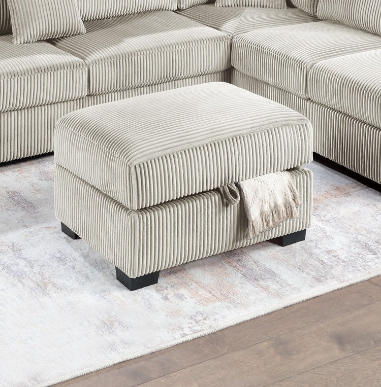 Camel Wide Welt Corduroy Sectional Sofa Reversible Chaise Sofa W Usb Storage Ottoman Upholstered Couch Pillows 3Pc Set Living Room