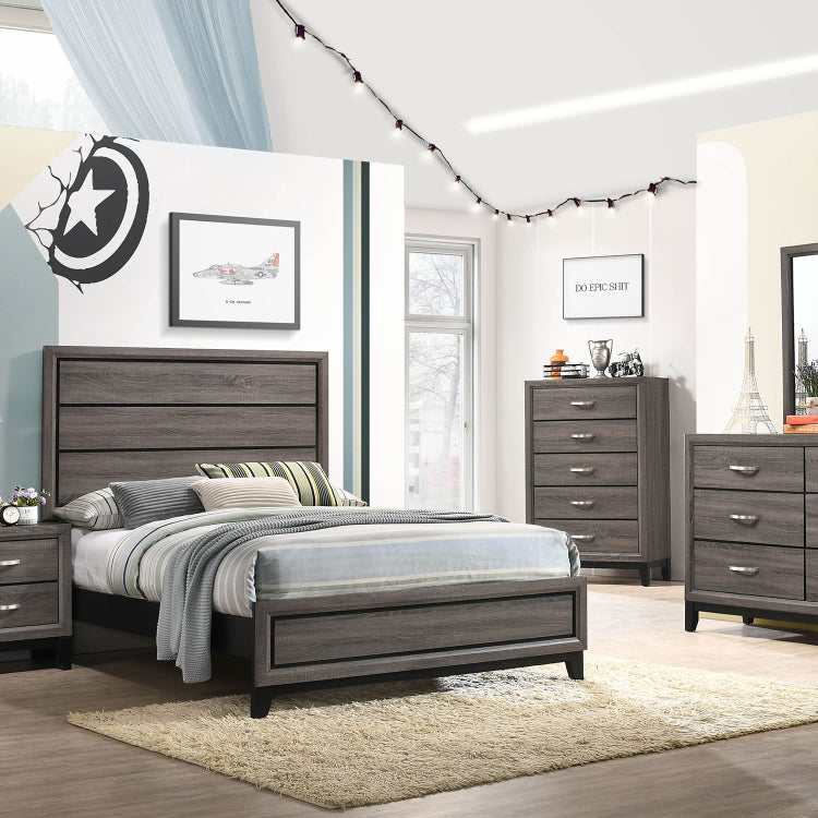 Cabrillo Grey Oak Wood Full Panel Bed