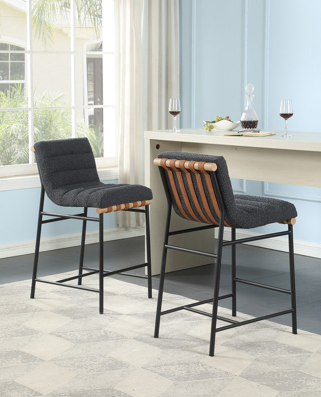 Liana 17.75"W Dark Gray Boucle Fabric Counter Height Chair