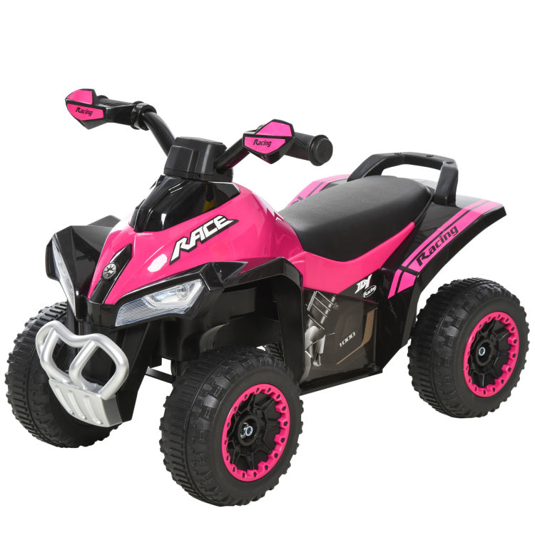 Aosom No Power Kids Ride On Push Car, Ride Racer, Foot To Floor Sliding Car, Walking Atv Toy With Music, Lights, For 1.5 3 Years Old, Pink
