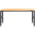 Workbench Adjustable Height, 48" L X 20" W X 38.1" H Garage Table W 28.3" 38.1" Heights & 2000 Lbs Load Capacity, With Power Outlets & Hardwood Top & Metal Frame & Foot Pads, For Office Home