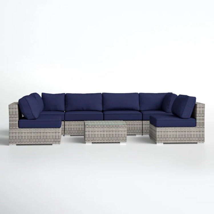 Lsi Fully Assembled 6 Person Patio Set With Premium Cushions And Rattan Wicker Frame