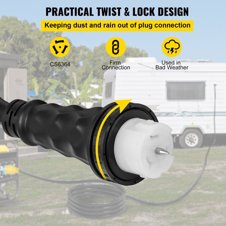 15Ft 50 Amp Generator Extension Cord Stw 6 3 8 1 Generator Cord 125V 250V Generator Power Cord N14 50P & Ss2 50R & Cs6364 Twist Lock Connectors