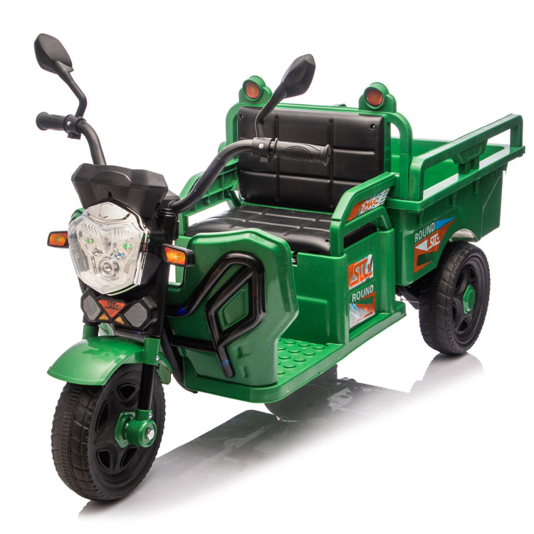 12V Kids Electric 3 Wheel Cargo Truck,2Wd,Anti Slip Wheels,Long Battery Life,Large Storage Space,Extra Wide Seat With Led Lights & Music,Stable Electric Trike For Toddlers,Recommended Age: 3 6