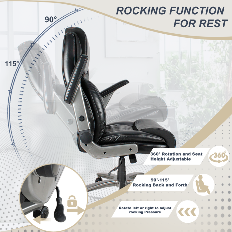 Office Chair, 500 Lbs Ergonomic Big And Tall Computer Desk Chair, High Back Executive With Adjustable Headrest, 3D Reversible Armrests, Silent Wheels For Home, Office, Gaming Black